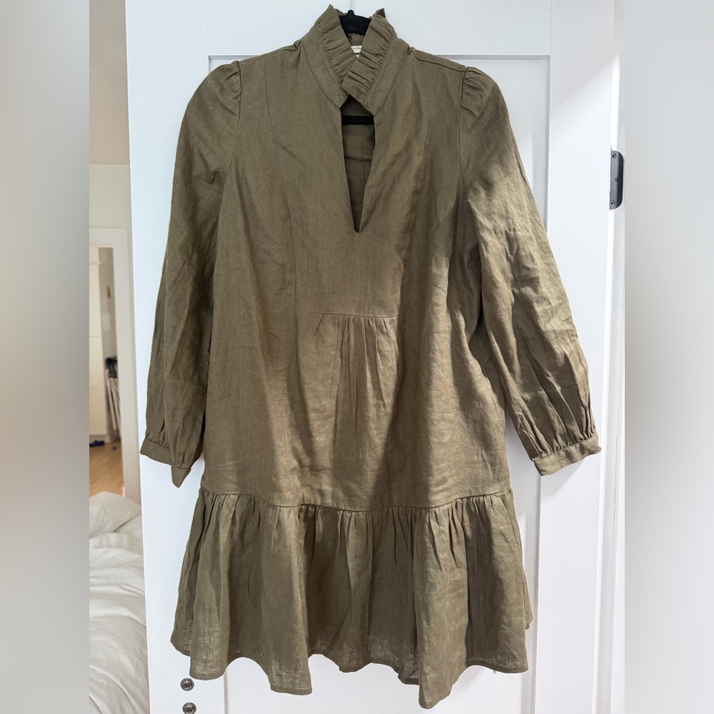 Tuckernuck Palmerston Olive Green Linen Mini Dress